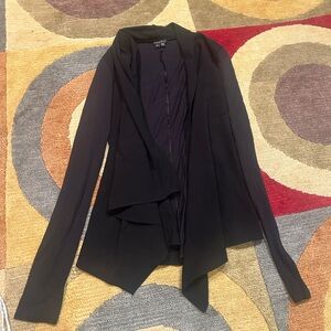 Theory Draped Asymmetrical Open Cardigan Sweater Black Lightweight Size Small